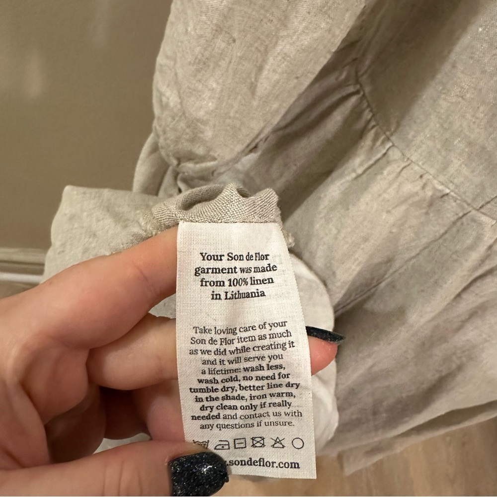 Son de flor Ophelia Dress, 3/4 Sleeve - Natural Dot / M - Picture 5 of 10